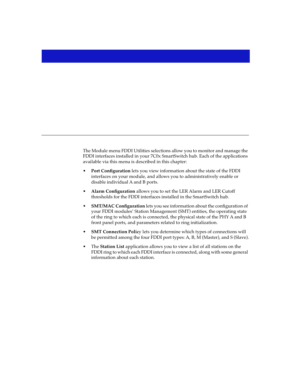 Fddi management, Chapter 4 | Cabletron Systems 7C03 User Manual | Page 69 / 150