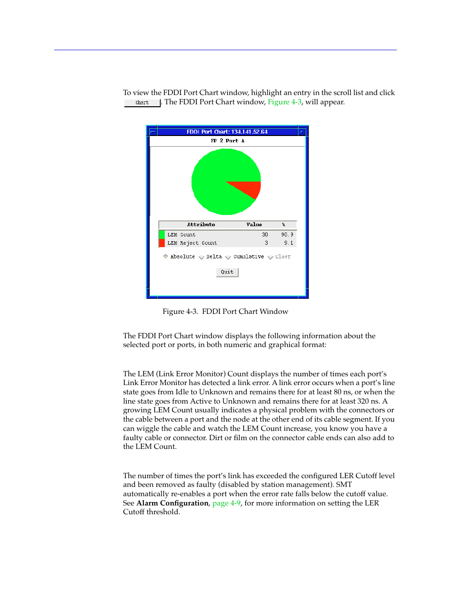 Viewing the fddi port chart, Viewing the fddi port chart -6 | Cabletron Systems 7C03 User Manual | Page 74 / 150