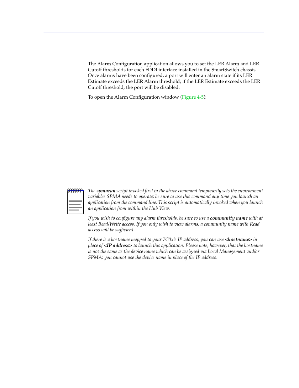 Alarm configuration, Alarm configuration -9, For mor | Cabletron Systems 7C03 User Manual | Page 77 / 150