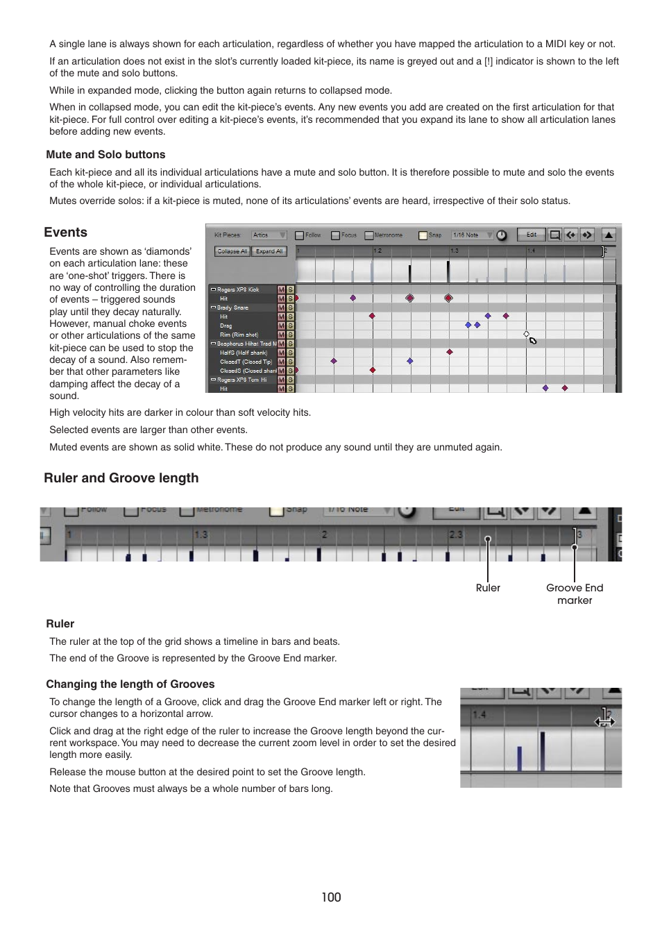 Events, Ruler and groove length | FXpansion BFD2 Manual User Manual | Page 100 / 180
