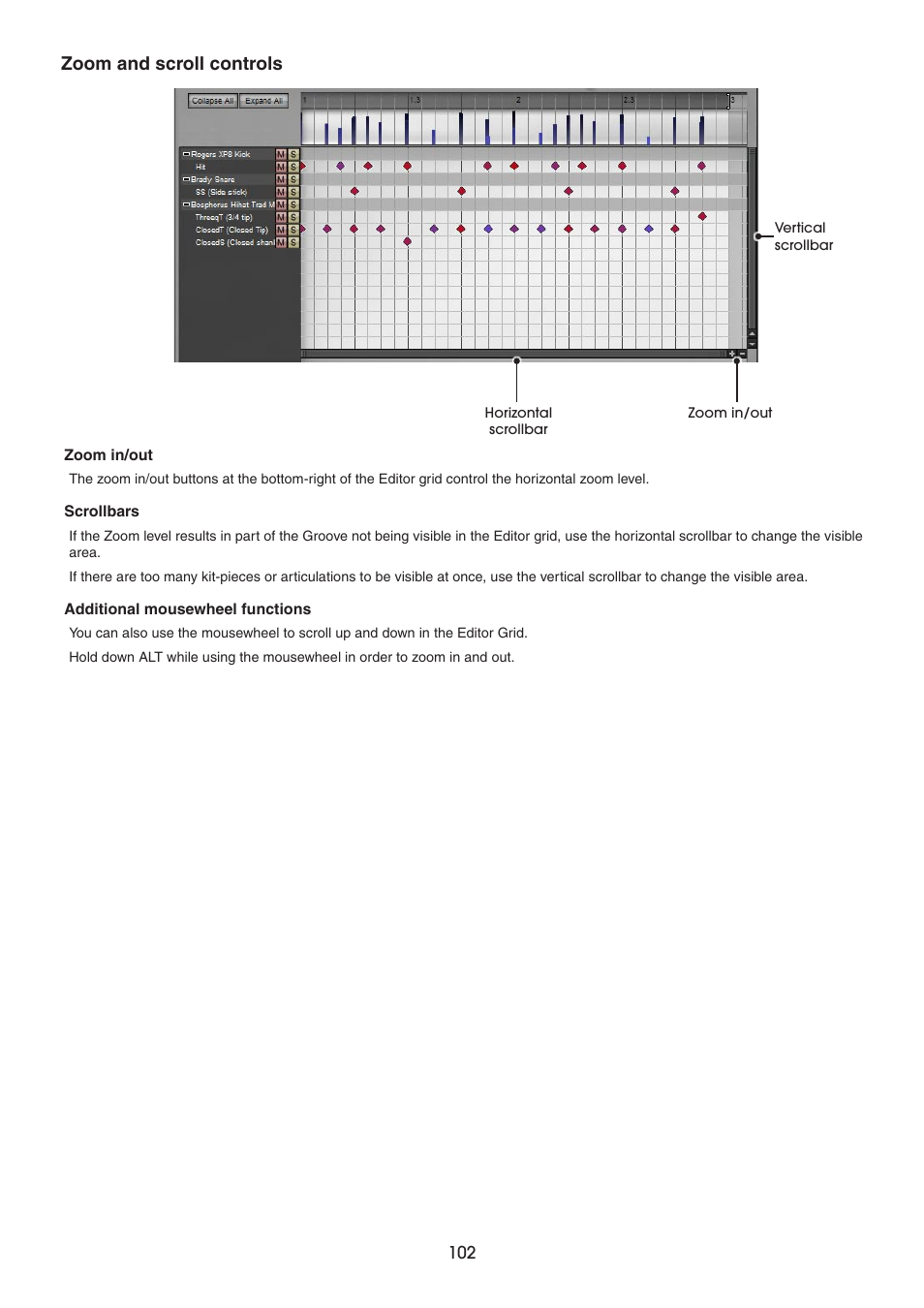 Zoom and scroll controls | FXpansion BFD2 Manual User Manual | Page 102 / 180