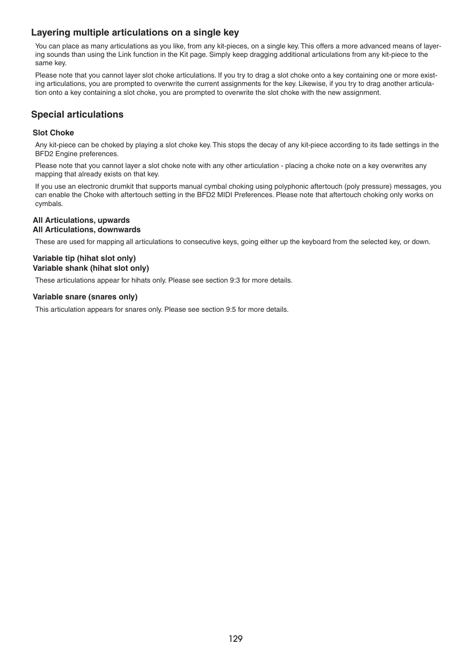 Layering multiple articulations on a single key, Special articulations | FXpansion BFD2 Manual User Manual | Page 129 / 180