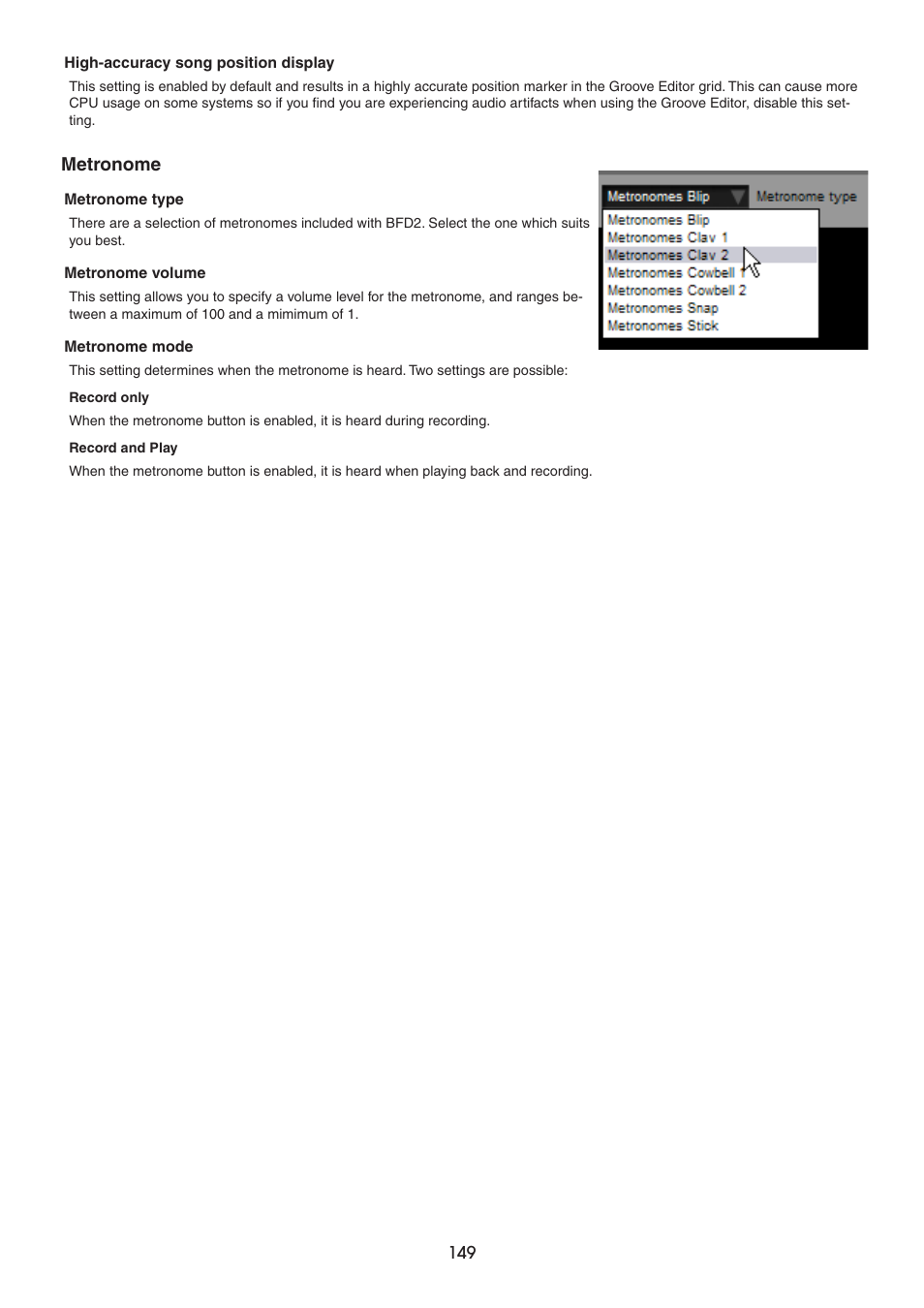 Metronome | FXpansion BFD2 Manual User Manual | Page 149 / 180
