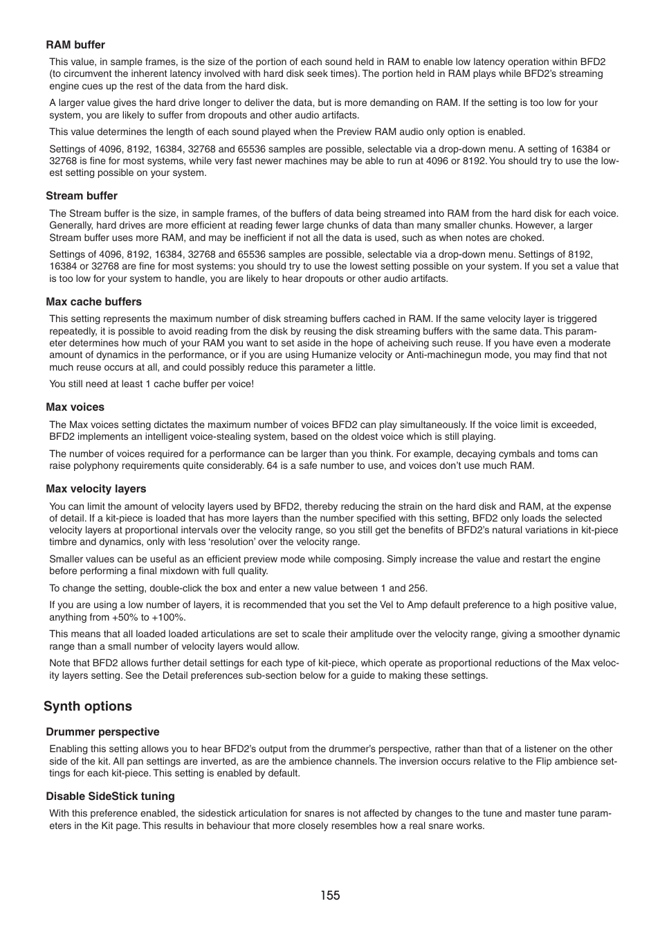 Synth options | FXpansion BFD2 Manual User Manual | Page 155 / 180