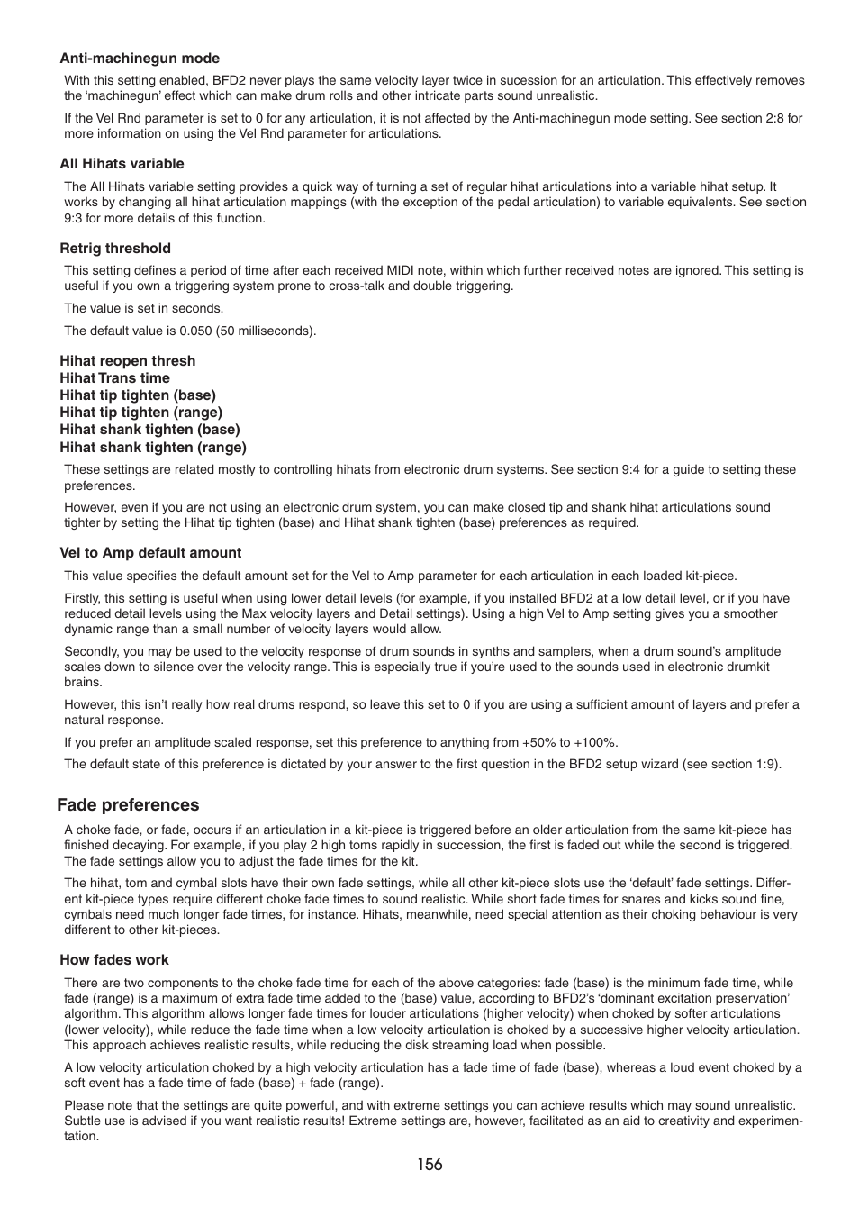 Fade preferences | FXpansion BFD2 Manual User Manual | Page 156 / 180