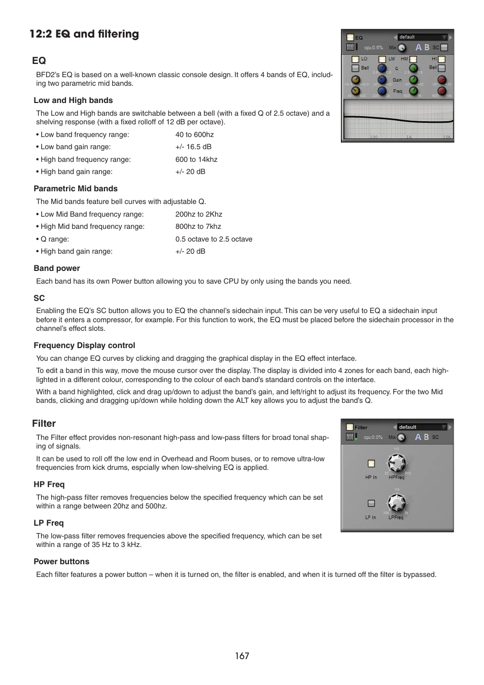 2 eq and filtering, Filter | FXpansion BFD2 Manual User Manual | Page 167 / 180