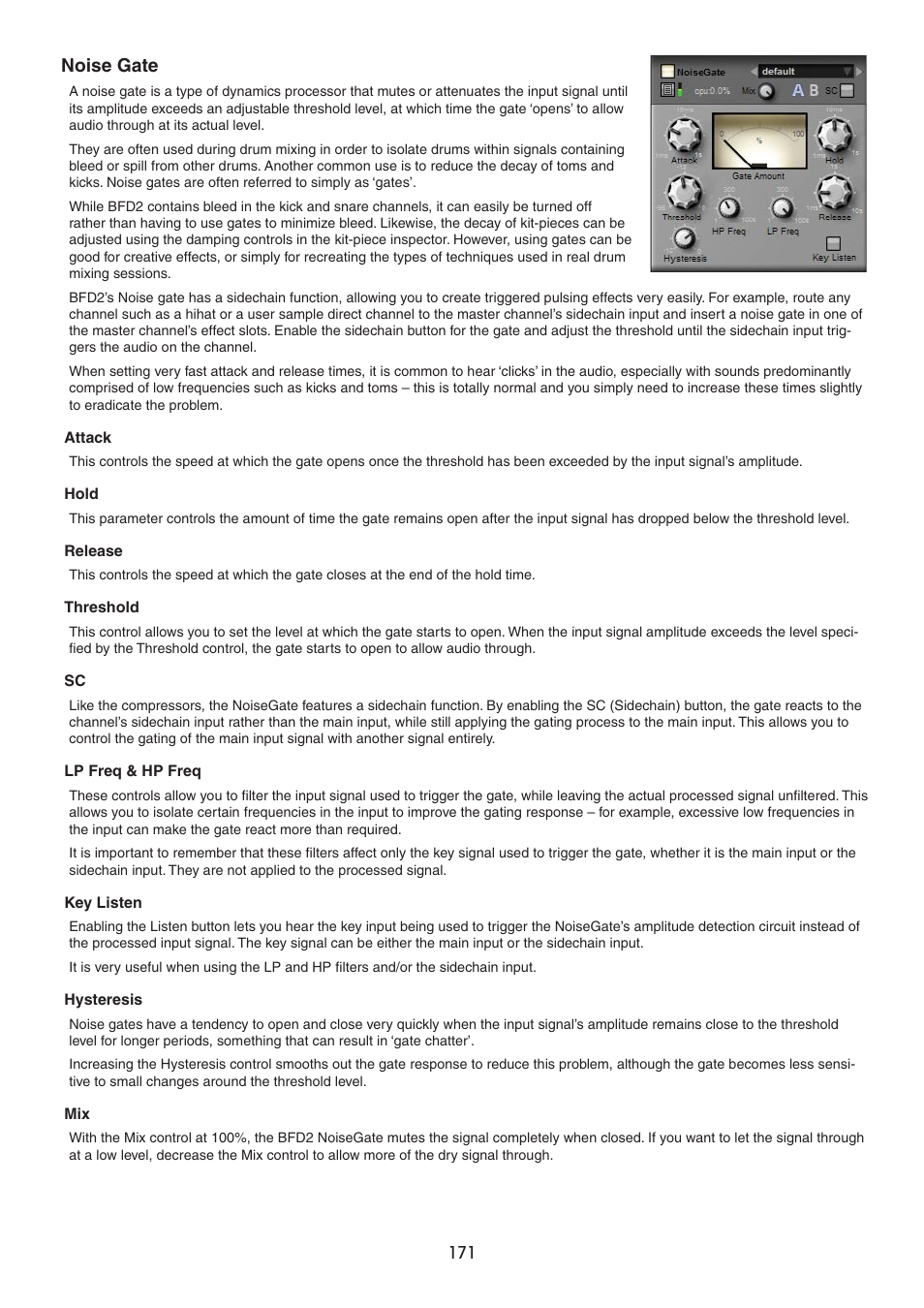 Noise gate | FXpansion BFD2 Manual User Manual | Page 171 / 180