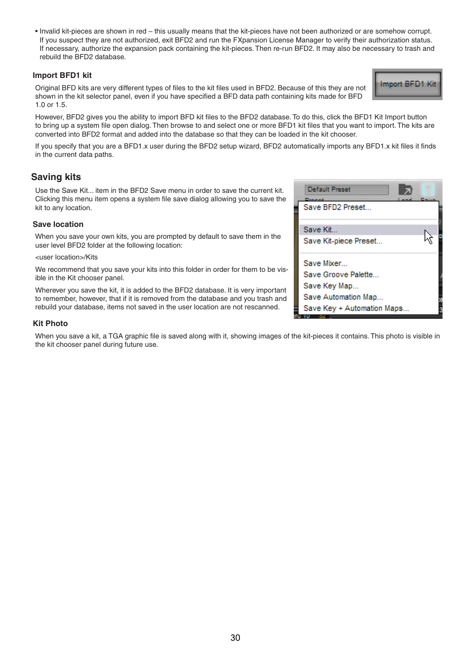 Saving kits | FXpansion BFD2 Manual User Manual | Page 30 / 180