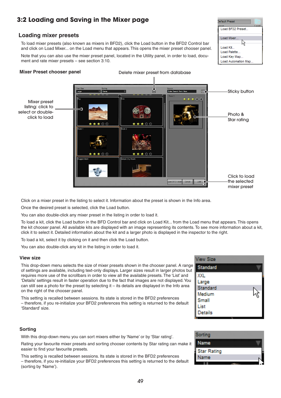 Loading mixer presets, 2 loading and saving in the mixer page | FXpansion BFD2 Manual User Manual | Page 49 / 180