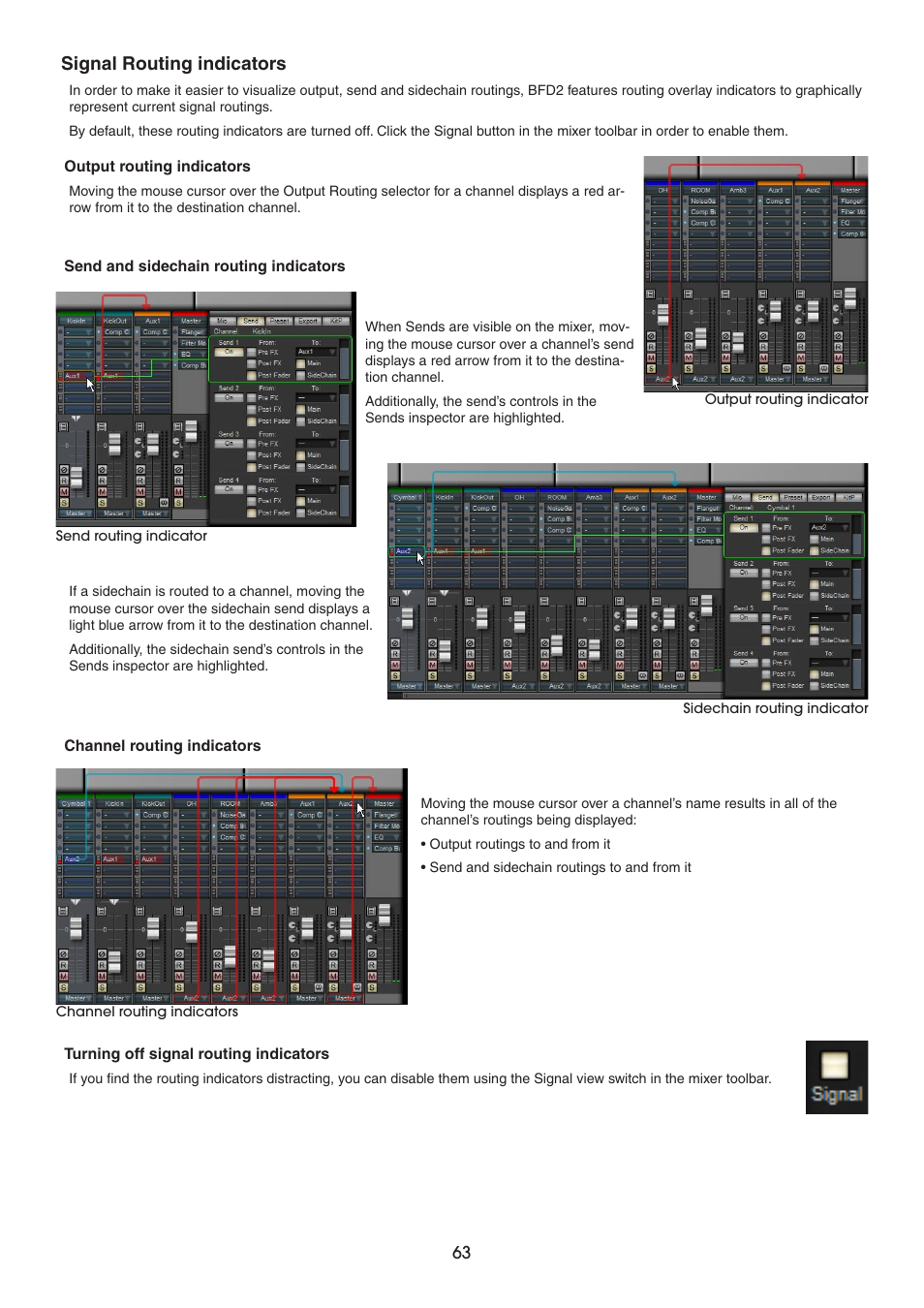 Signal routing indicators | FXpansion BFD2 Manual User Manual | Page 63 / 180