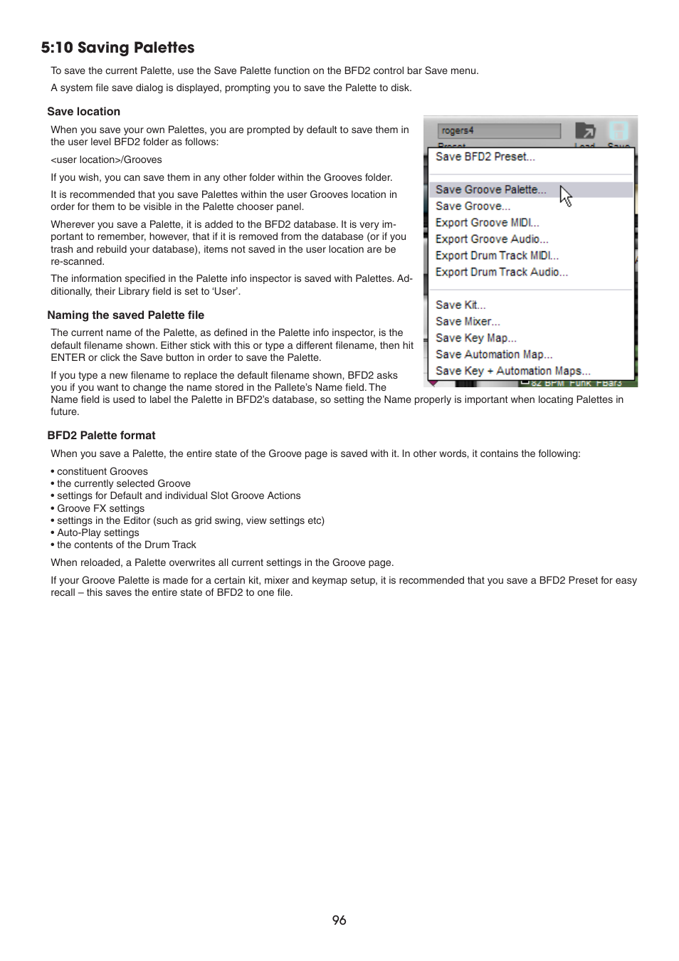 10 saving palettes | FXpansion BFD2 Manual User Manual | Page 96 / 180