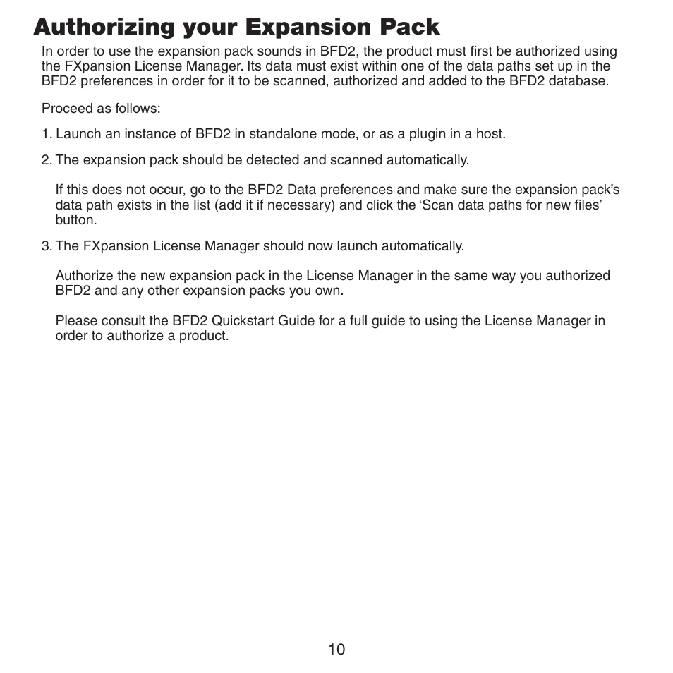 Authorizing your expansion pack | FXpansion BFD2 Expansion Pack User Manual | Page 10 / 12
