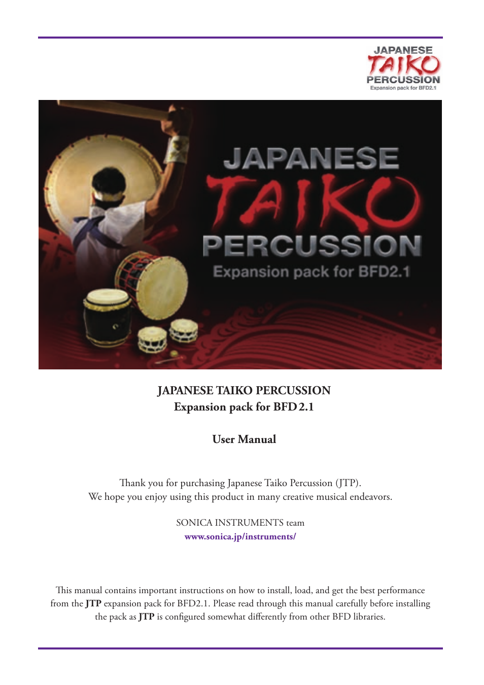 FXpansion Japanese Taiko Percussion User Manual | 27 pages