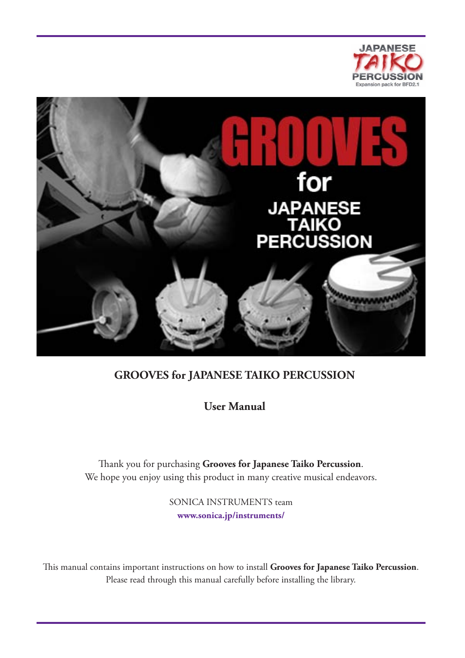 FXpansion Grooves for Japanese Taiko Percussion User Manual | 15 pages