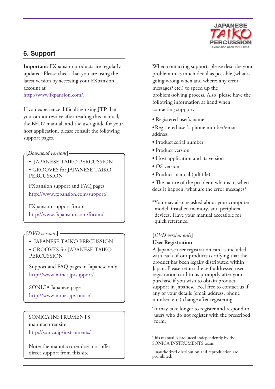 Support | FXpansion Grooves for Japanese Taiko Percussion User Manual | Page 14 / 15