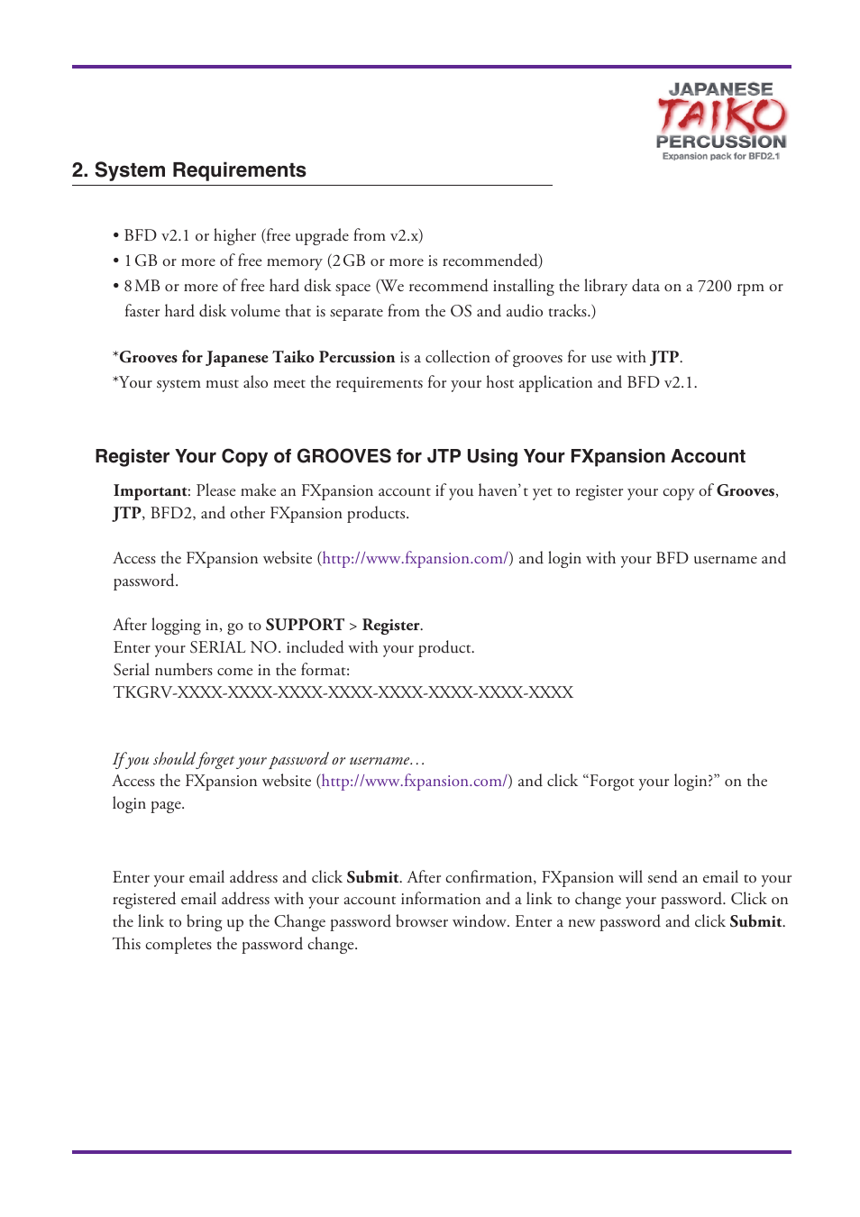 System requirements | FXpansion Grooves for Japanese Taiko Percussion User Manual | Page 3 / 15