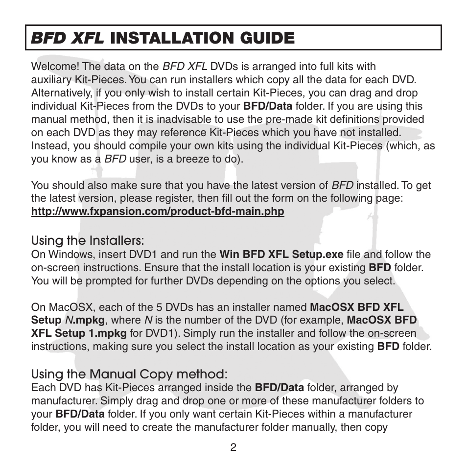Bfd xfl installation guide | FXpansion BFD XFL User Manual | Page 2 / 16