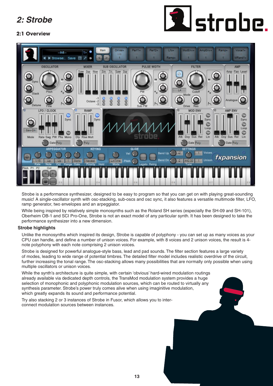 Ch.2: strobe, 1 overview, Strobe highlights | Strobe | FXpansion DCAM Synth Squad Operation Manual User Manual | Page 13 / 110