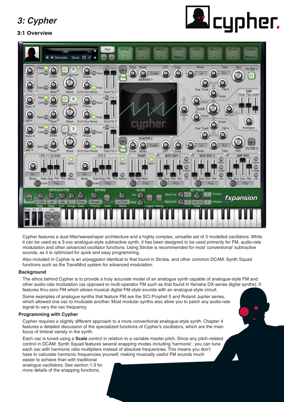 Ch.3: cypher, 1 overview, Background | Programming with cypher, Cypher | FXpansion DCAM Synth Squad Operation Manual User Manual | Page 19 / 110