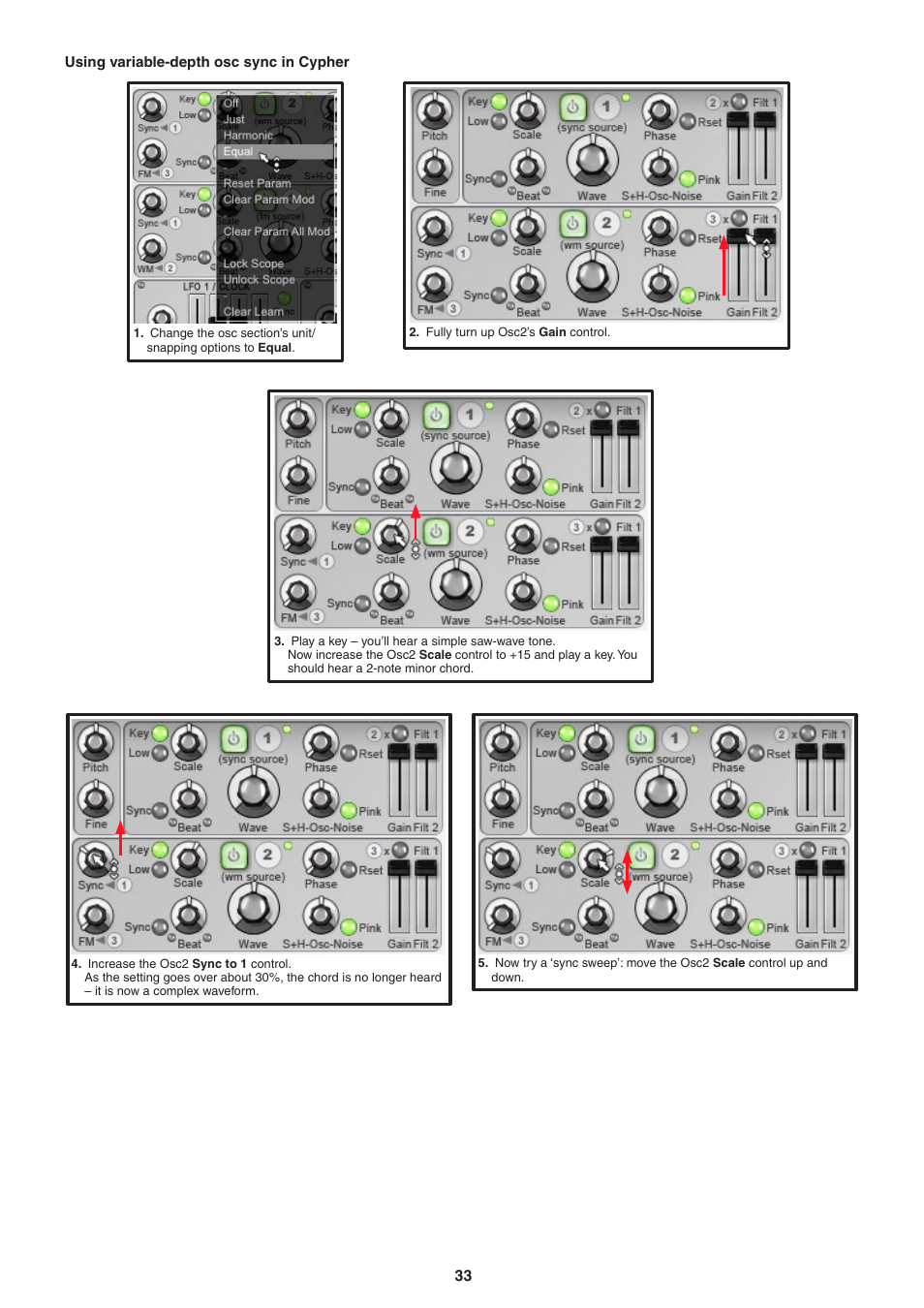 Using variable-depth osc sync in cypher | FXpansion DCAM Synth Squad Operation Manual User Manual | Page 33 / 110