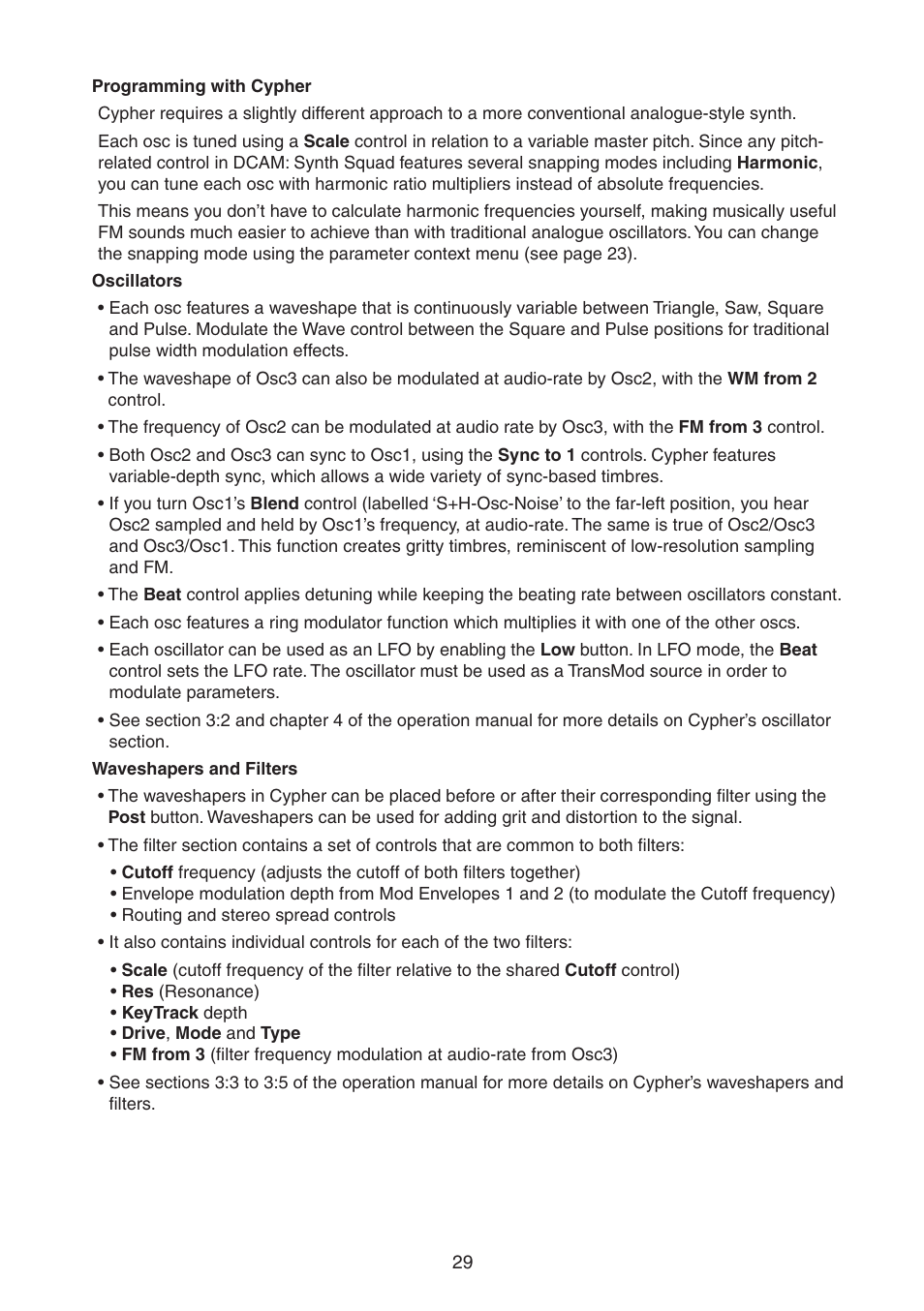 FXpansion DCAM Synth Squad Quick Start Guide User Manual | Page 29 / 48