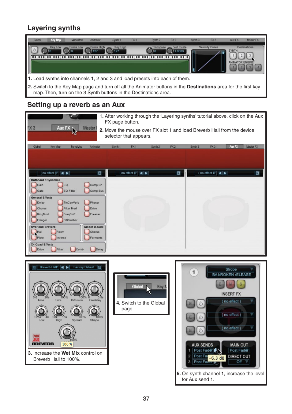 Layering synths, Setting up a reverb as an aux | FXpansion DCAM Synth Squad Quick Start Guide User Manual | Page 37 / 48