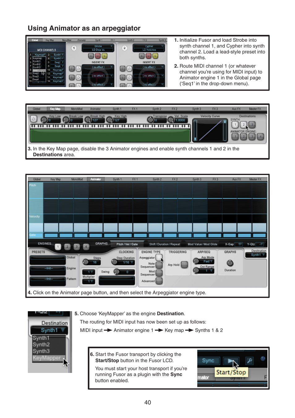 Using animator as an arpeggiator | FXpansion DCAM Synth Squad Quick Start Guide User Manual | Page 40 / 48