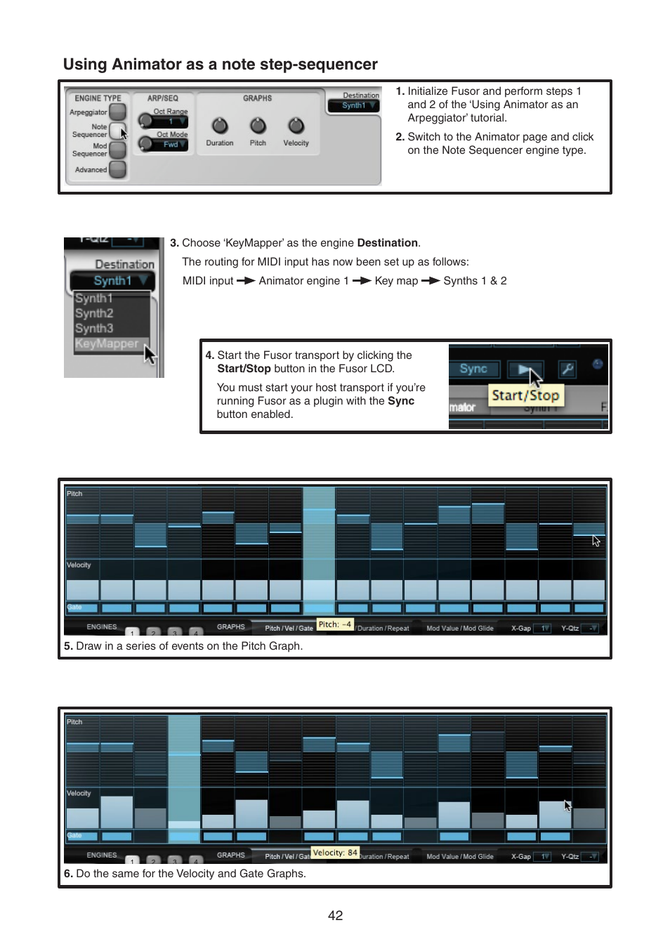 Using animator as a note step-sequencer | FXpansion DCAM Synth Squad Quick Start Guide User Manual | Page 42 / 48