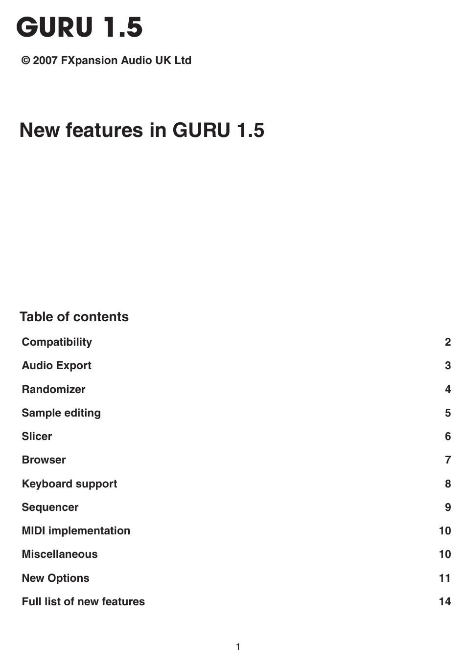 FXpansion Guru 1.5 User Manual | 19 pages