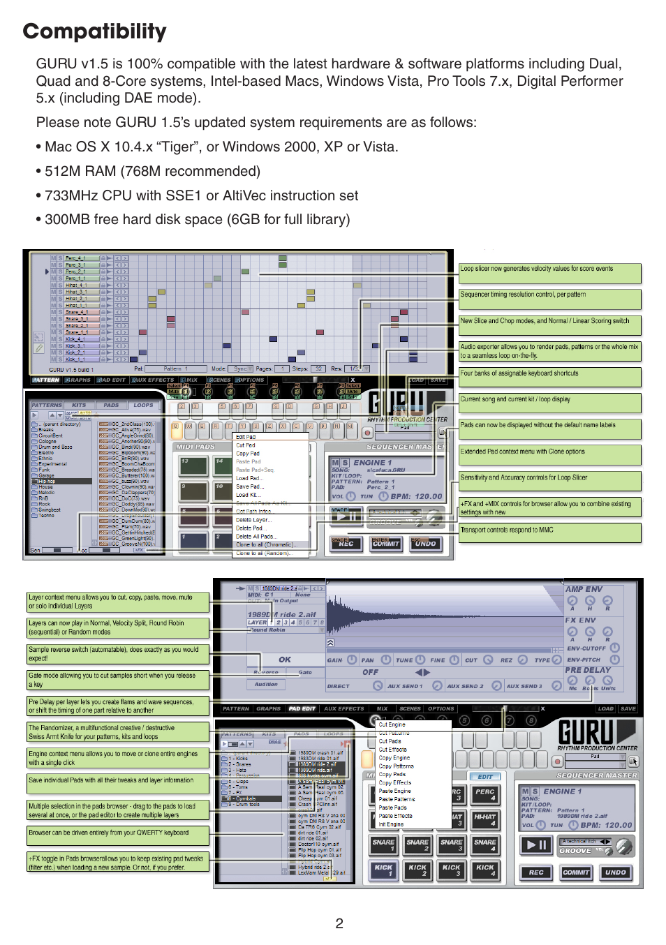 Compatibility | FXpansion Guru 1.5 User Manual | Page 2 / 19