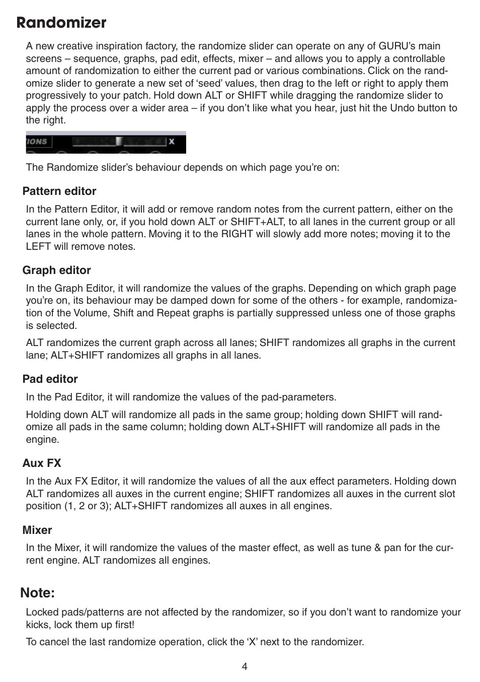 Randomizer | FXpansion Guru 1.5 User Manual | Page 4 / 19