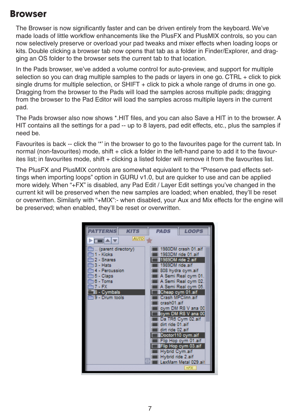Browser | FXpansion Guru 1.5 User Manual | Page 7 / 19