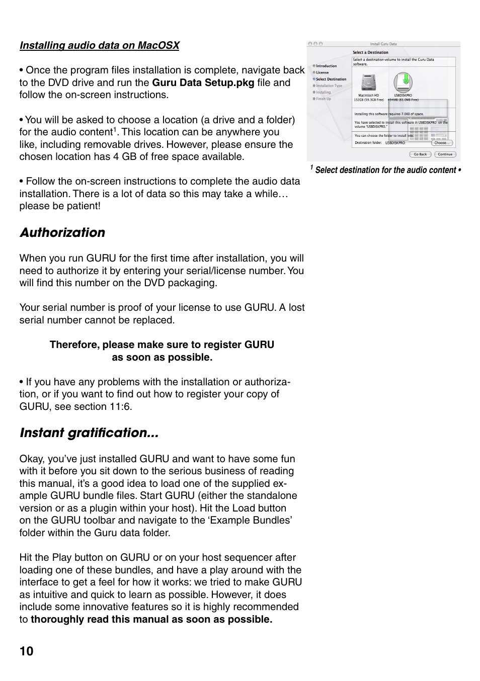 Instant gratification, Authorization, Authorization 10 | Instant gratiﬁcation | FXpansion GURU User Manual | Page 11 / 97