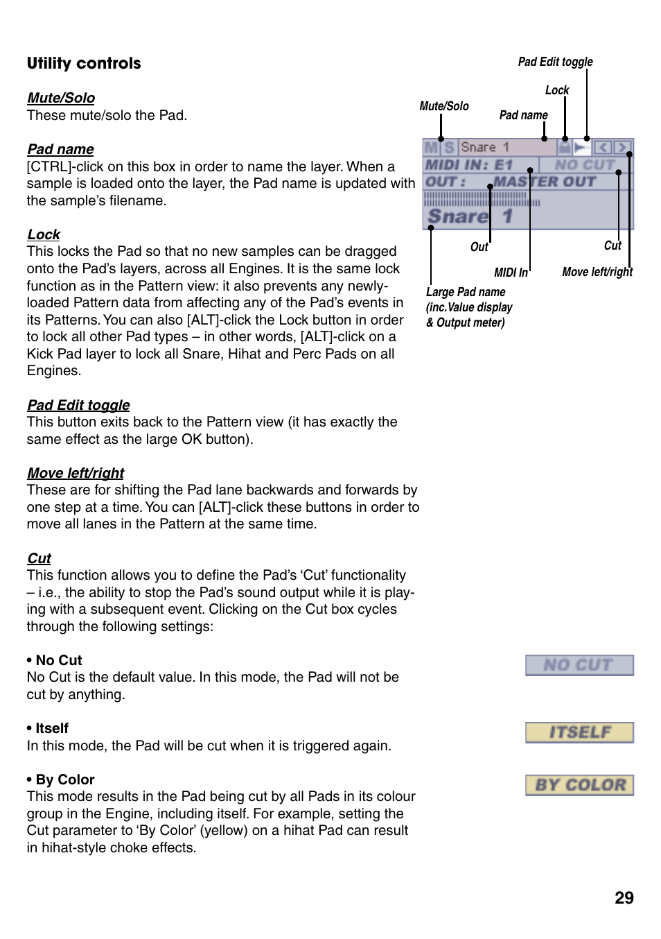 Utility controls, Utility controls 29 | FXpansion GURU User Manual | Page 30 / 97
