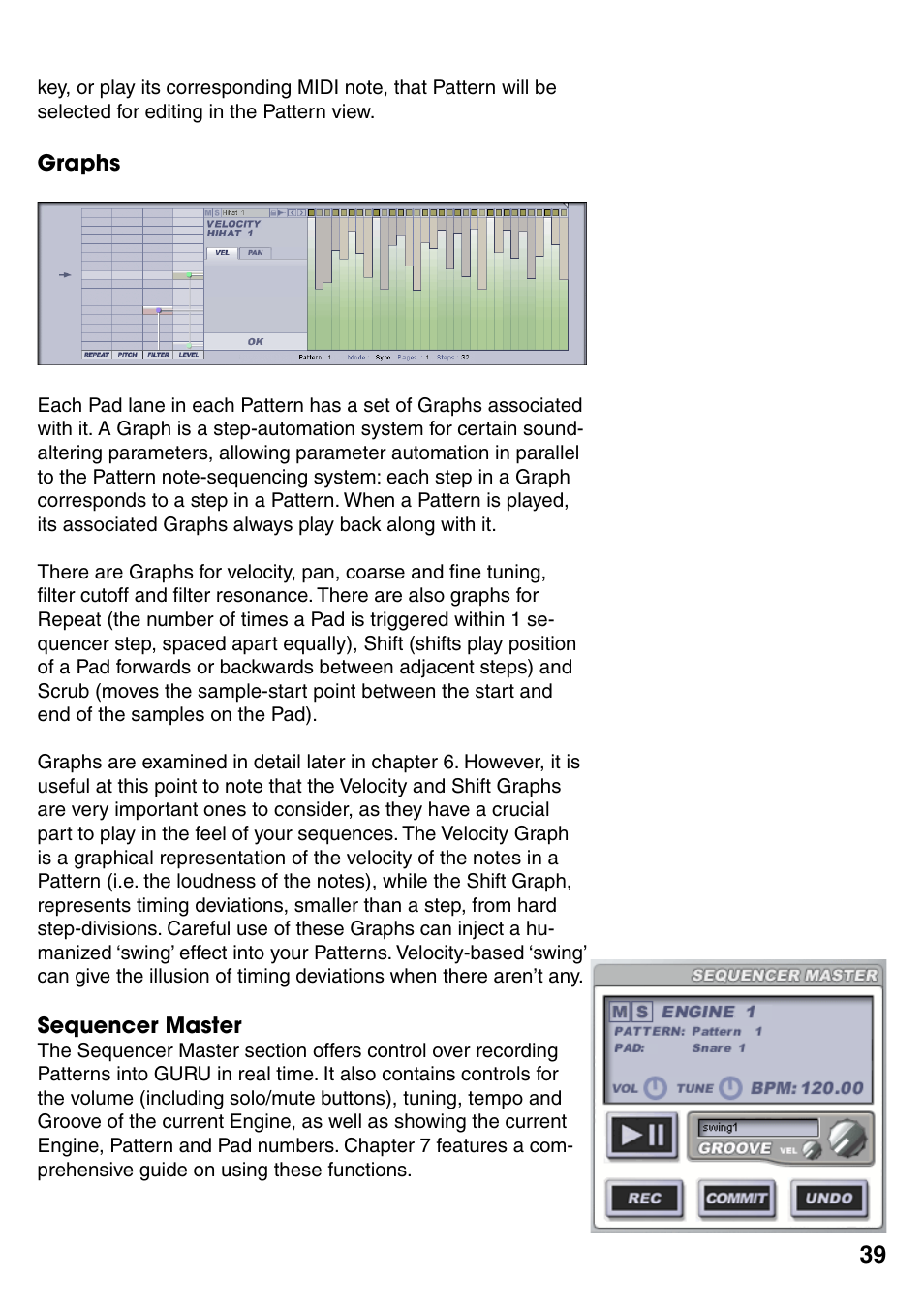 Graphs, Sequencer master, Graphs 39 | Sequencer master 39 | FXpansion GURU User Manual | Page 40 / 97