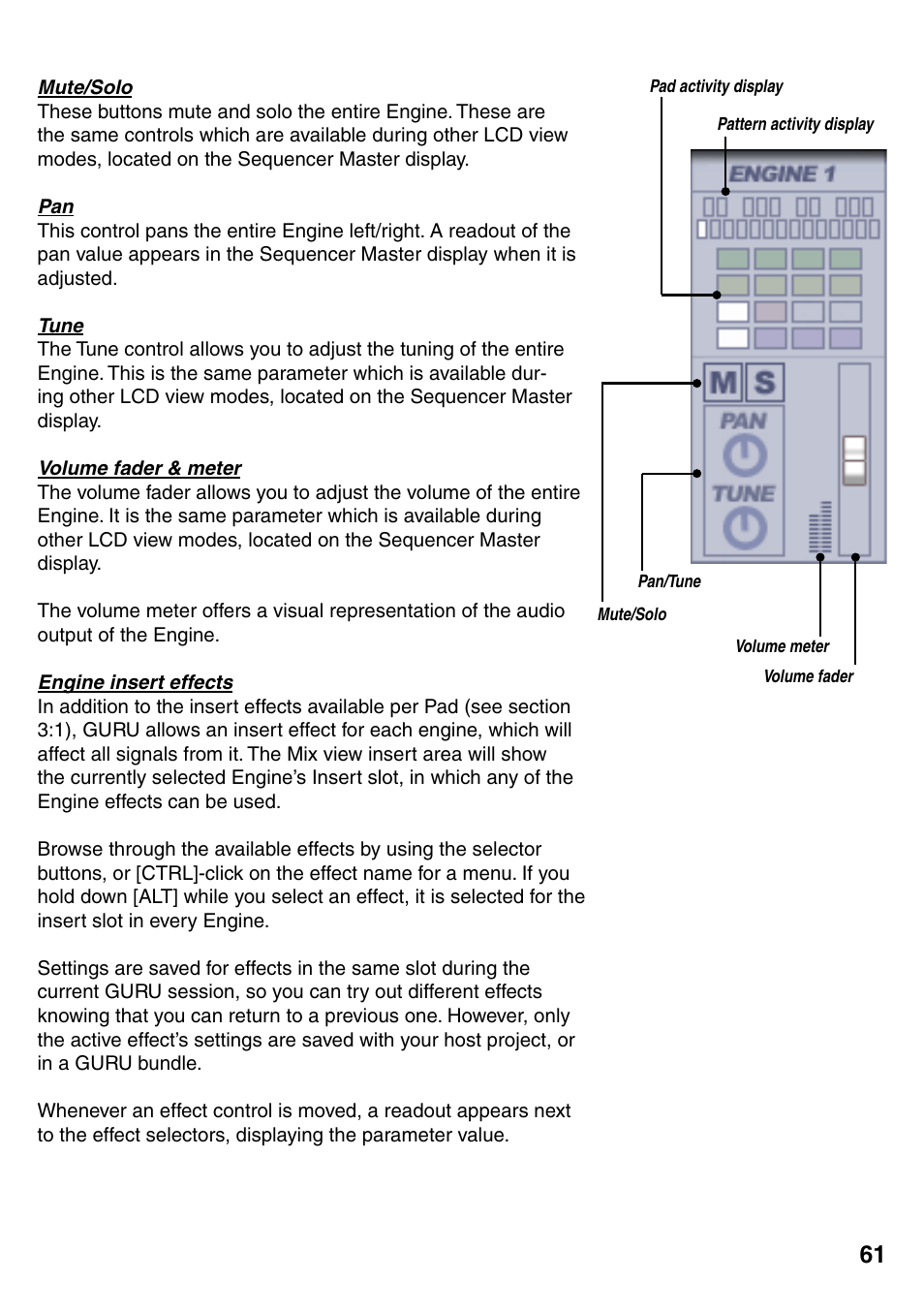 Engine insert effects, Engine insert effects 61 | FXpansion GURU User Manual | Page 62 / 97