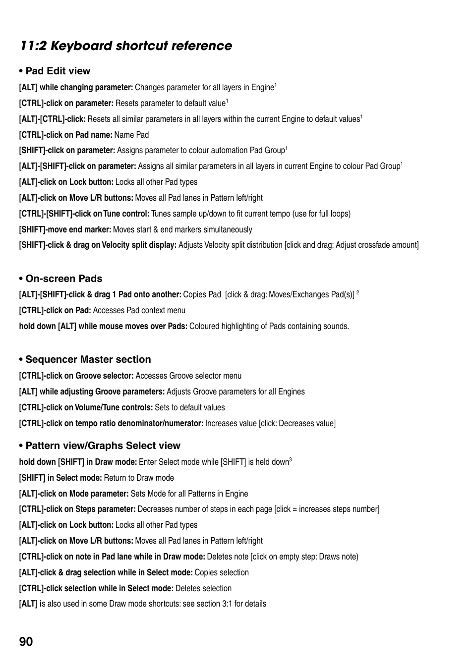 2 keyboard shortcut reference, 2 keyboard shortcut reference 90 | FXpansion GURU User Manual | Page 91 / 97