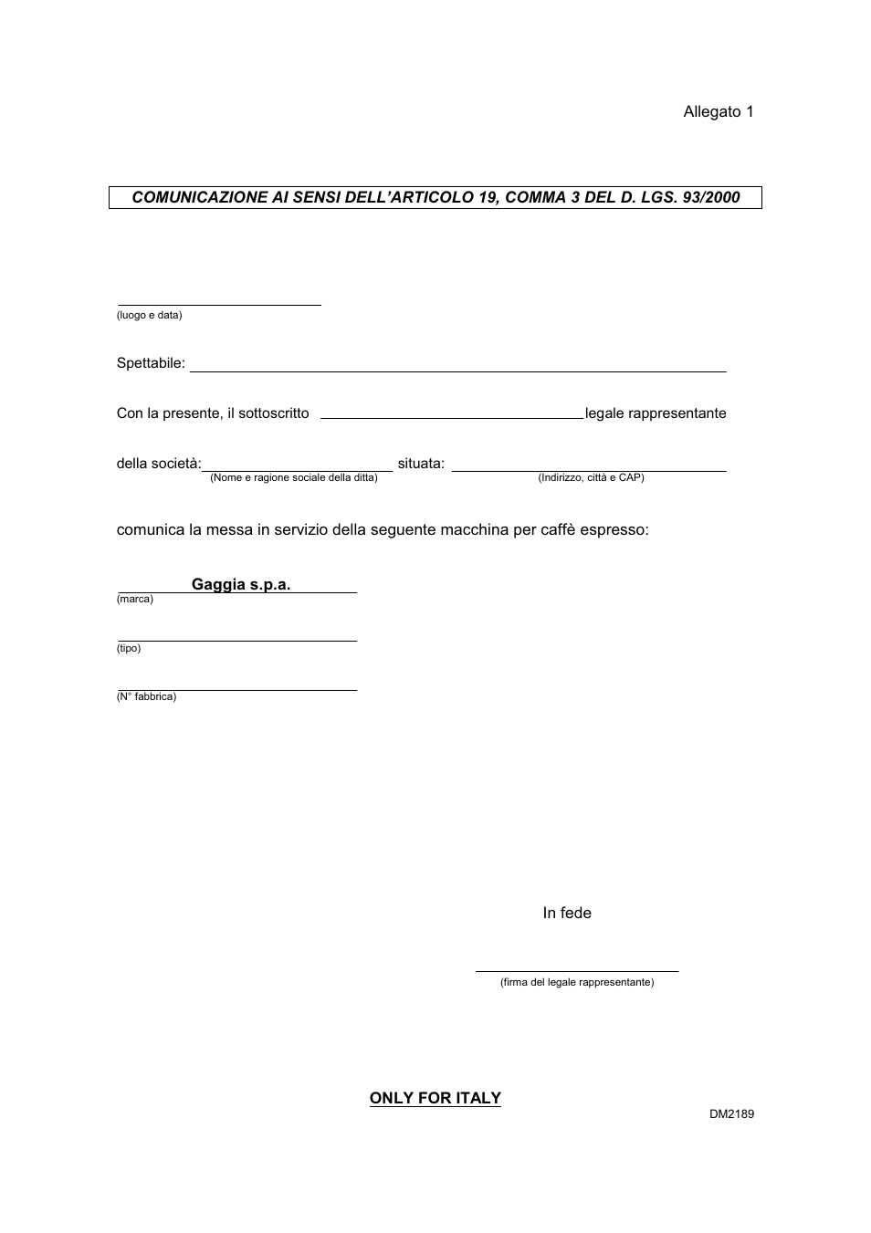 Gaggia TS User Manual | Page 61 / 63