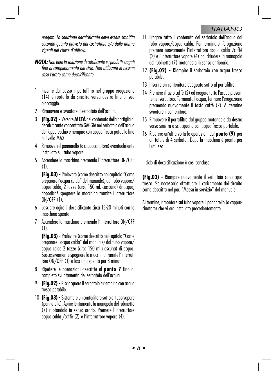 Gaggia Baby User Manual | Page 10 / 78