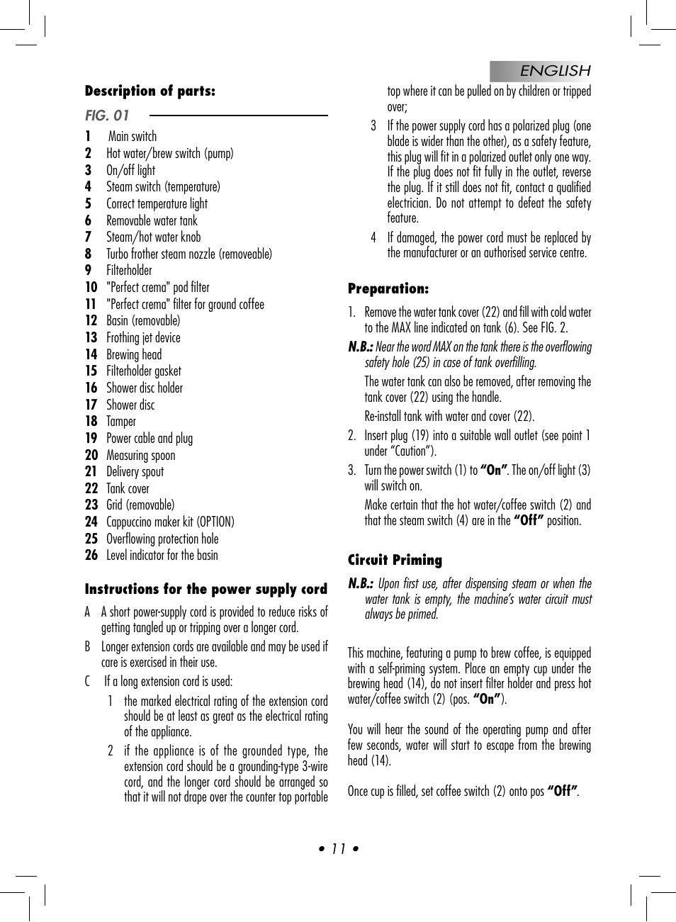 Gaggia Baby User Manual | Page 13 / 78