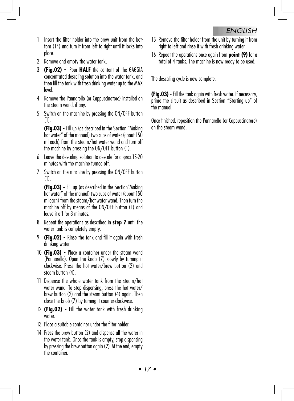 Gaggia Baby User Manual | Page 19 / 78