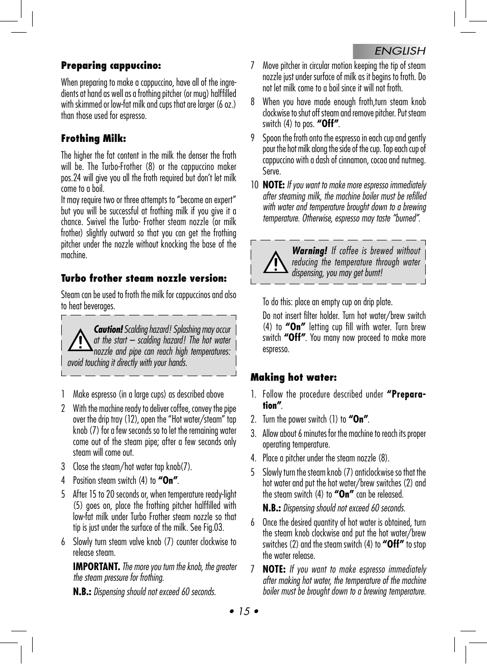 Gaggia BABY CLASS User Manual | Page 18 / 74