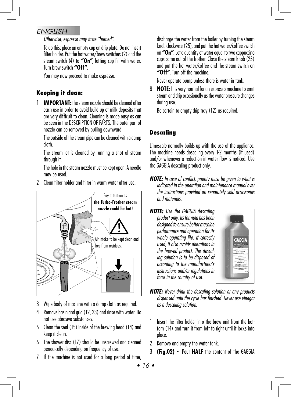 Gaggia BABY CLASS User Manual | Page 19 / 74