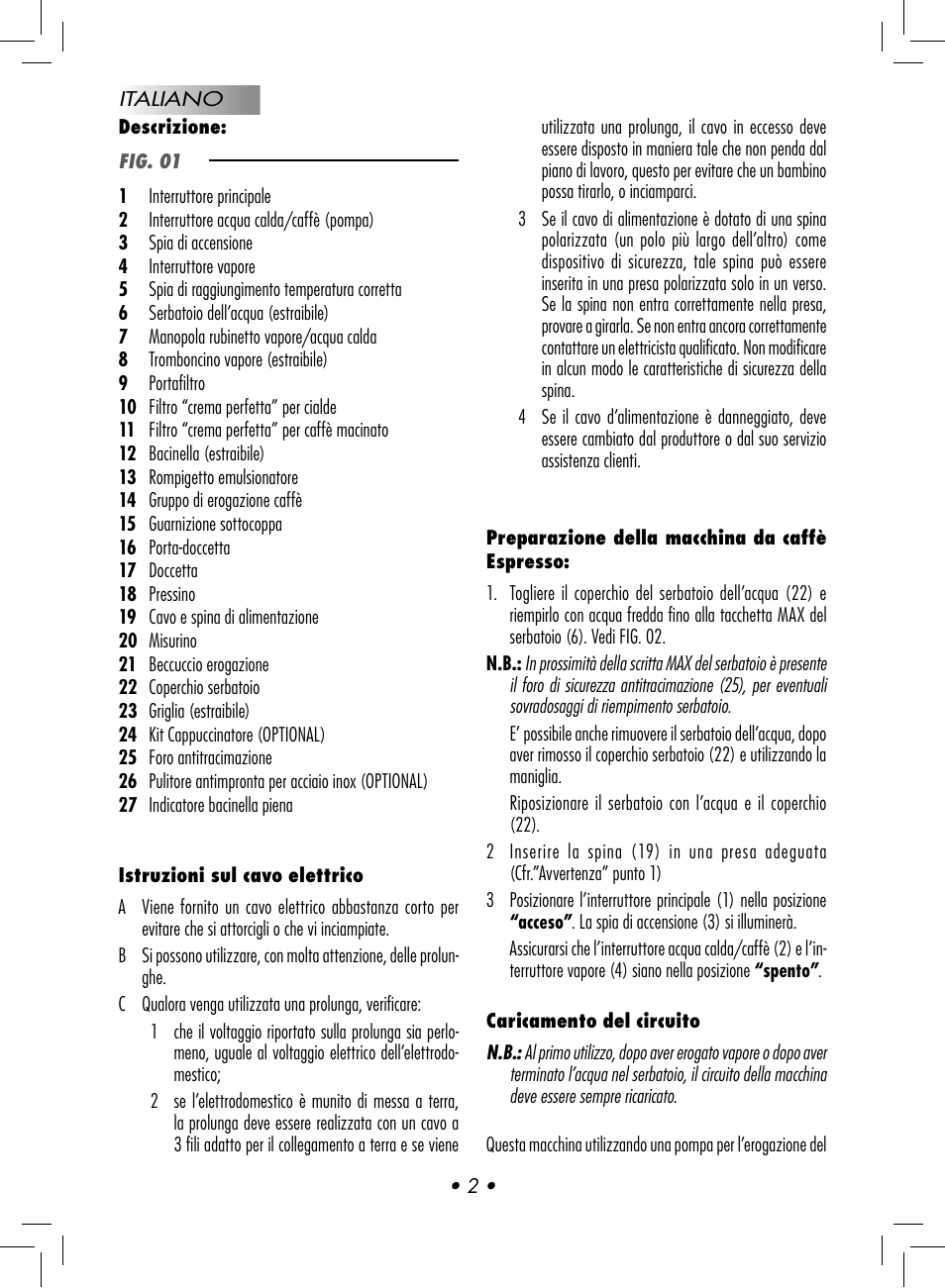 Gaggia BABY CLASS User Manual | Page 5 / 74