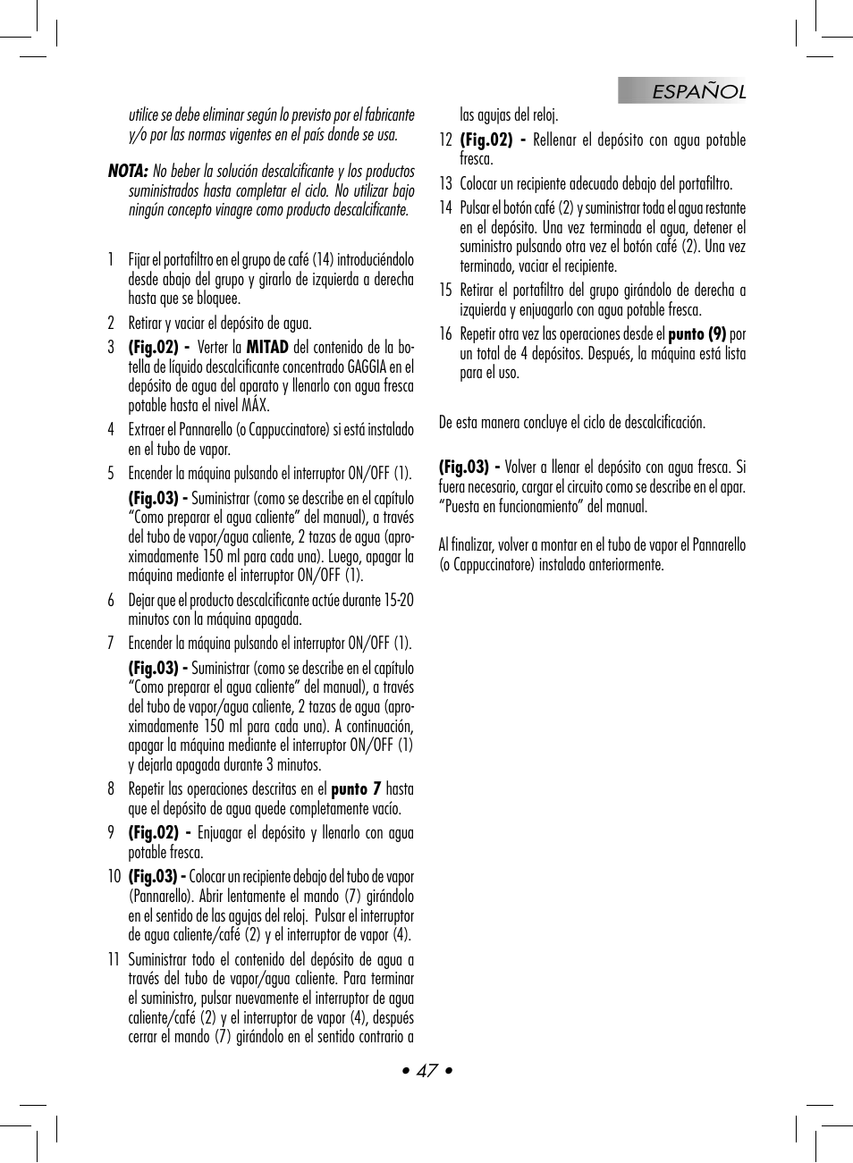 Gaggia BABY CLASS User Manual | Page 50 / 74