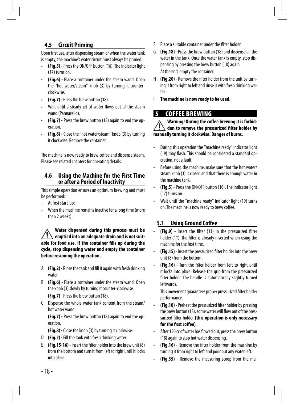 5 coffee brewing | Gaggia GAGGIA User Manual | Page 18 / 112