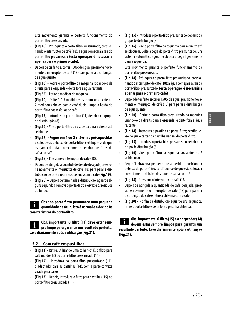 2 com café em pastilhas | Gaggia GAGGIA User Manual | Page 55 / 112