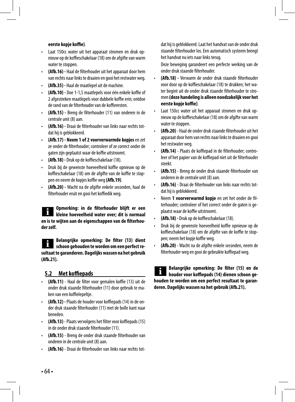 2 met koffi epads | Gaggia GAGGIA User Manual | Page 64 / 112