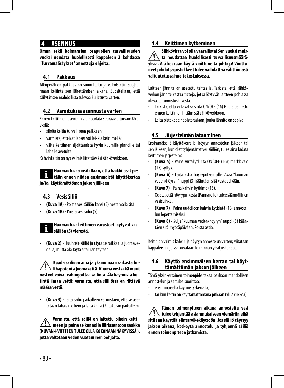 88 • 4 asennus | Gaggia GAGGIA User Manual | Page 88 / 112