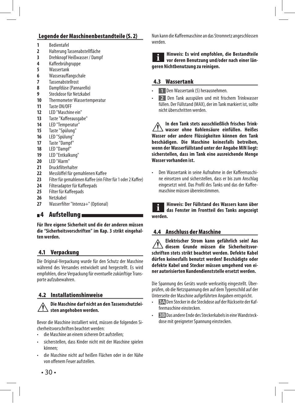 4 aufstellung | Gaggia CAREZZA User Manual | Page 30 / 80